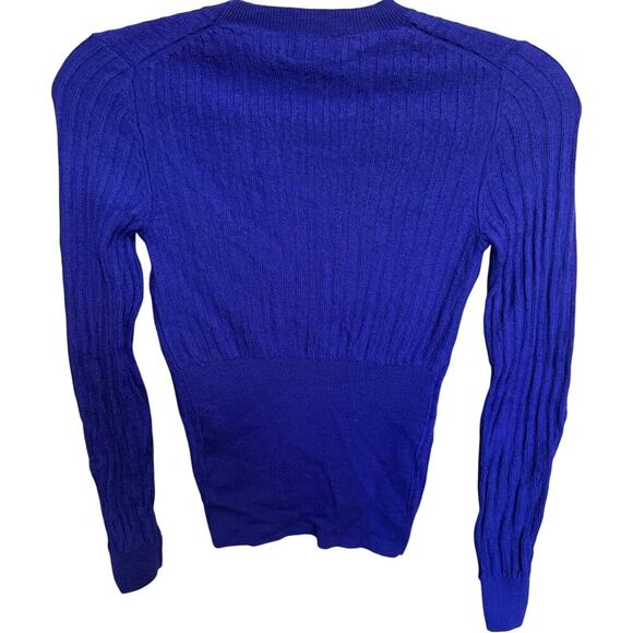 Acne Studios High Crewneck Wool Ribbed Long Sleeve In Royal Blue Size Small - Picture 6 of 10